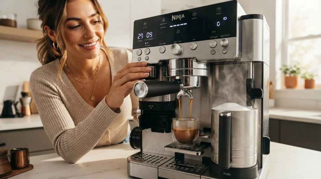 Machine espresso Ninja Luxe Cafe Premier avec écran digital, porte-filtre et mousseur automatique