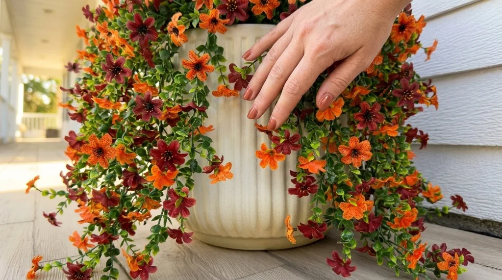 Bouquets de fleurs artificielles d automne et chrysanthemes INQCMY aux tons dores pour exterieur