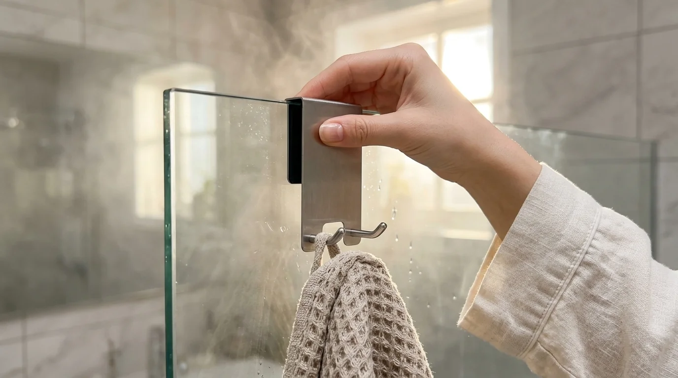 Crochet pour paroi de douche en verre sans cadre Kegii en acier inoxydable brossé avec coussinet de protection