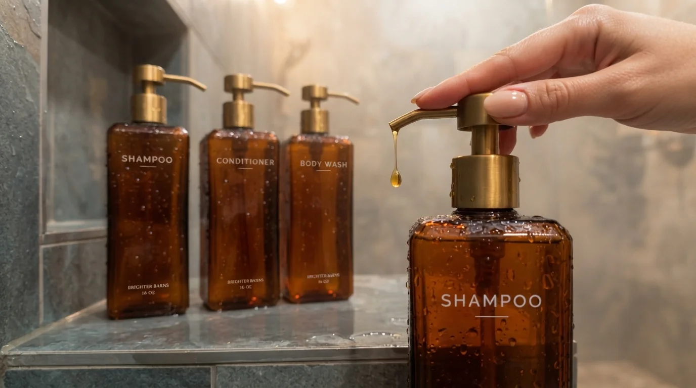 Brighter Barns distributeurs ambrés shampoing et après-shampoing pompe dorée 500ml