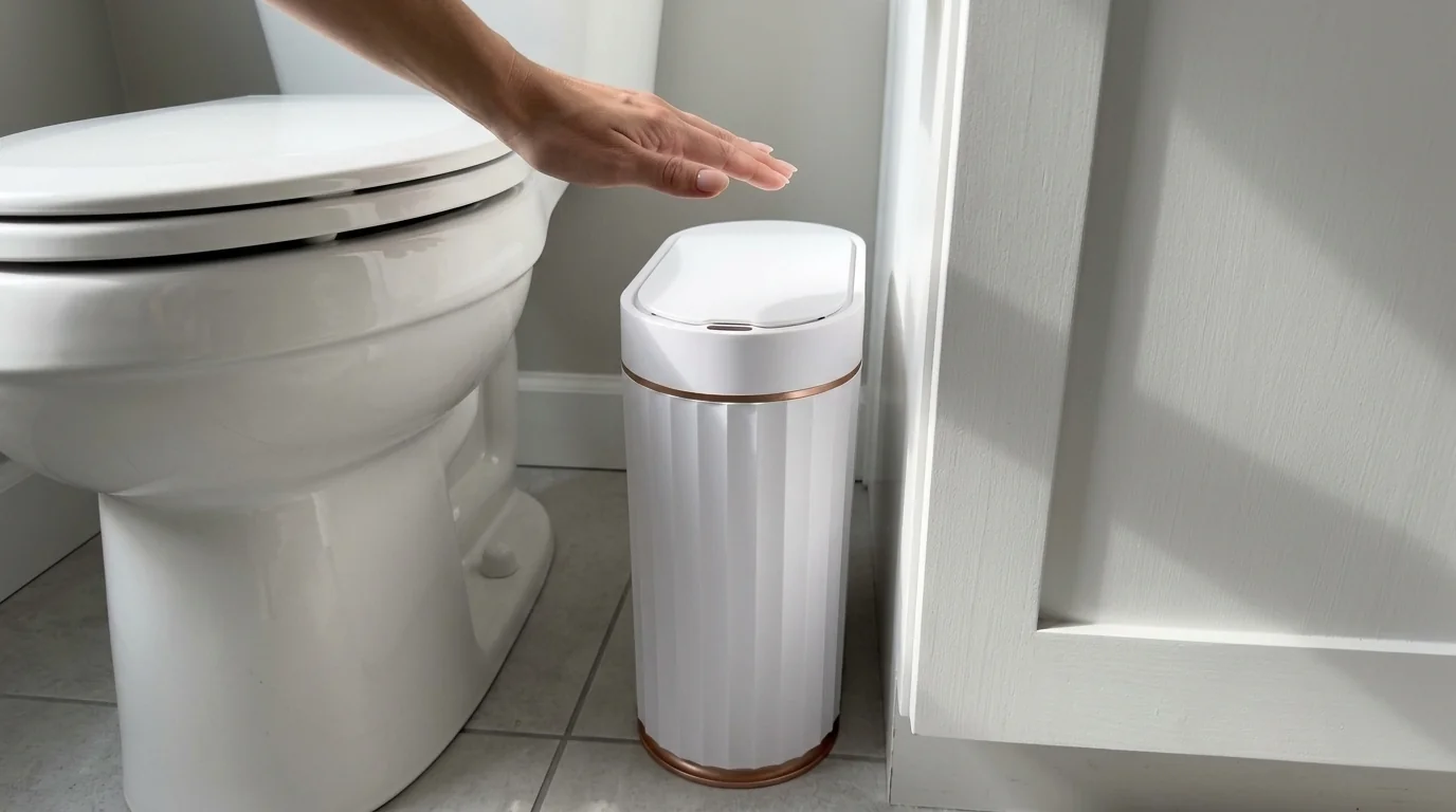 ELPHECO poubelle automatique etroite detecteur mouvement 7 litres salle de bain