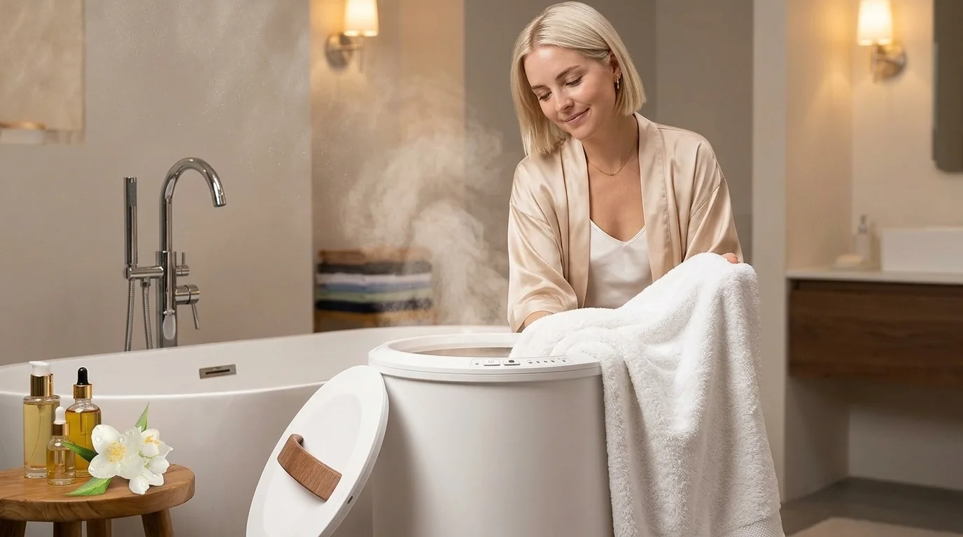 FLYHIT chauffe serviettes seau 20L arret automatique poignee bois salle de bain