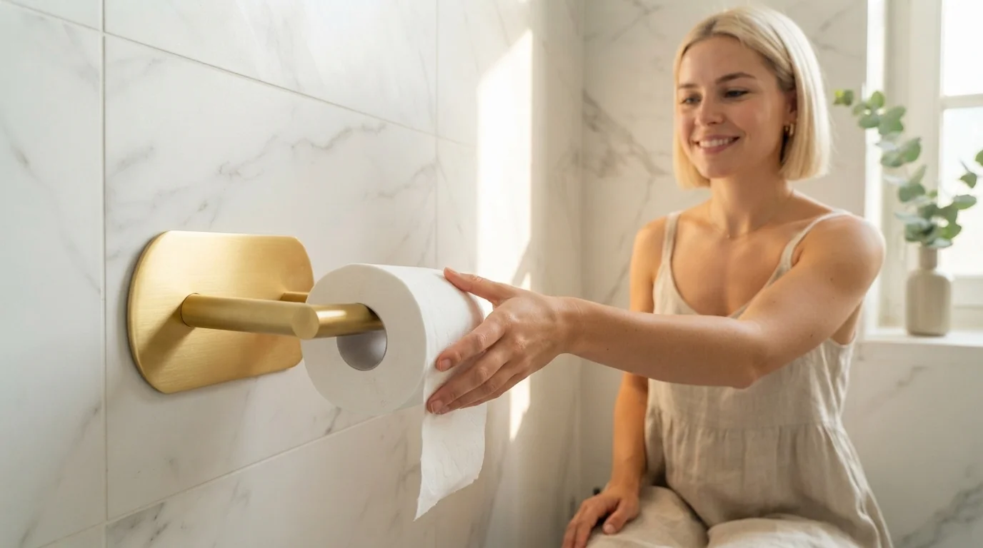 JOPOFI porte rouleau adhesif dore acier inoxydable sans percage salle de bain