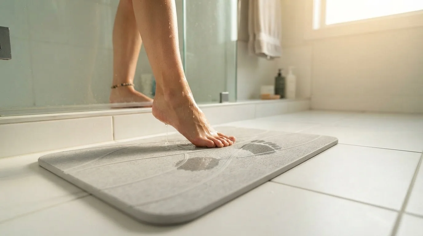 VEELOIM tapis de bain pierre terre de diatomee sechage rapide antiderapant gris