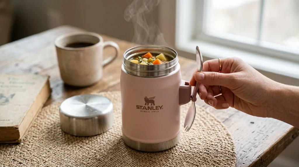 Thermos repas Stanley Classic 414ml isotherme sous vide avec cuillère-fourchette intégrée